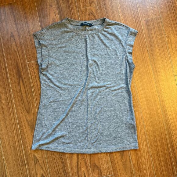 Automat Gray Cap Sleeve Crew Neck Muscle Tee Women’s Size Small - Picture 2 of 5
